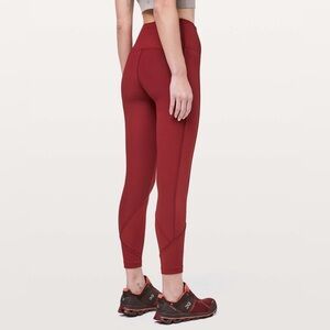 Lululemon Daily Lineup Ribbed High Rise Leggings - Red